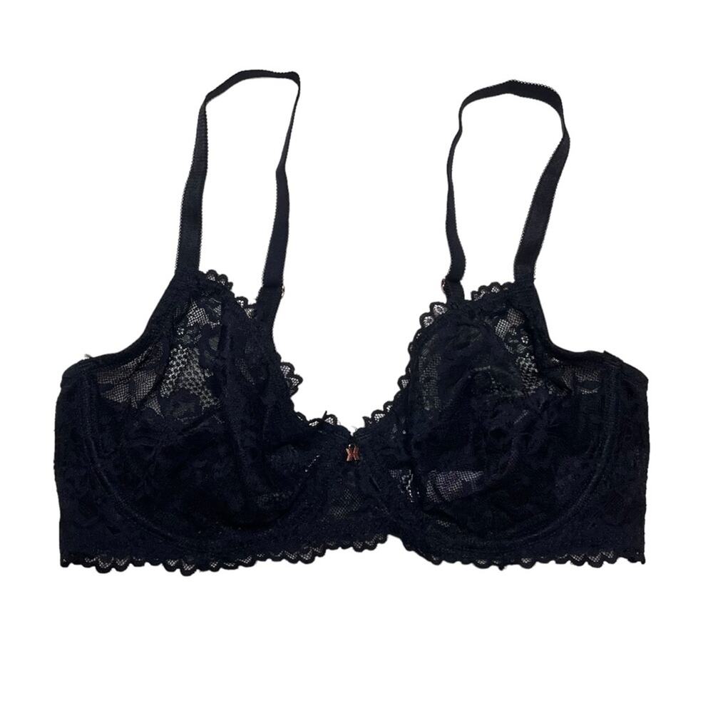 Savage X Fenty Floral Lace Unlined Bra Black Caviar Size 36D